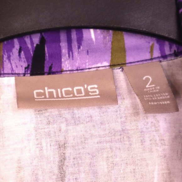 BRUSHSTROKE JACKET 2/12 Chico's Purple Warm Grey Yellow Spring Summer Office - Picture 5 of 8